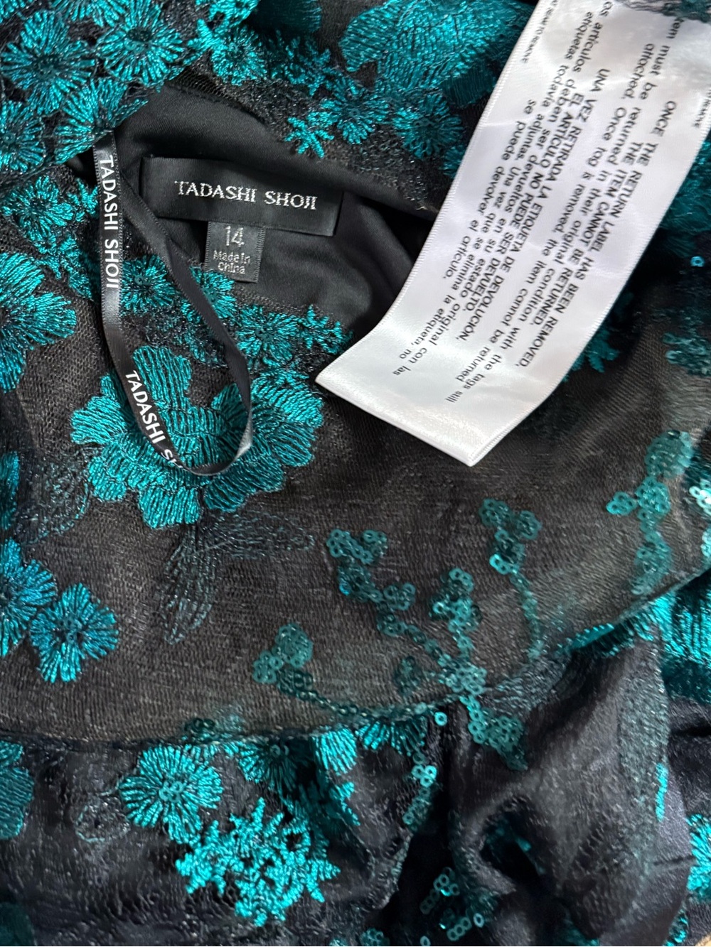 Tadashi Shoji Beacon Embroidered Illusion Lace Bodice Gown Maxi Dress NWOT $478 - Picture 10 of 13